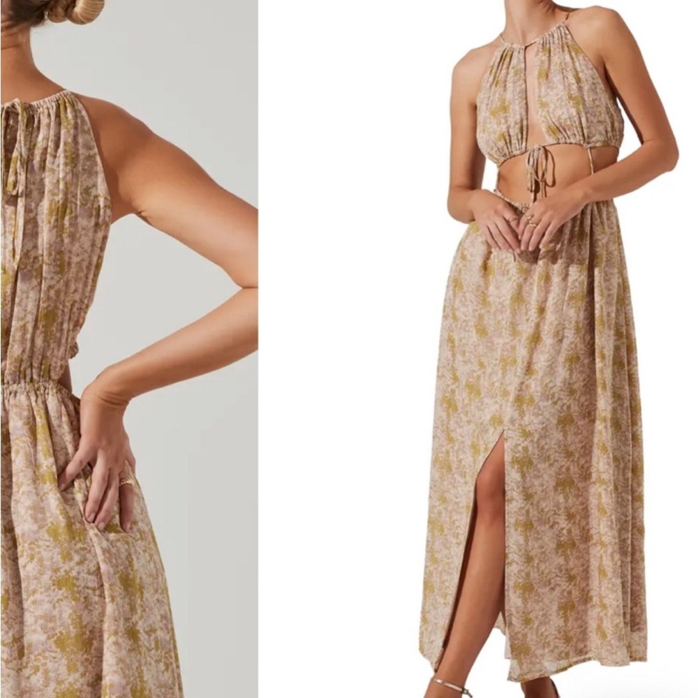 Floral Halter Maxi Dress with Slit
